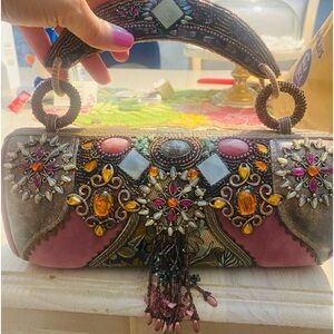 Mary Frances hardshell bag- purple , pewter colors EUC